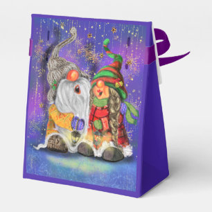 Couple Hugged Gnomes Singing Happy Christmas Song Favor Box