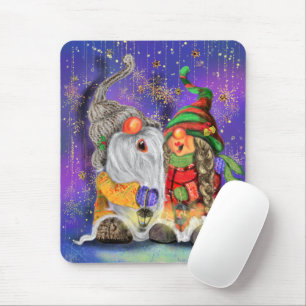 Couple Hugged Gnomes Singing Happy Christmas Song Mouse Pad