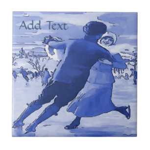 Couple Ice Skating  Tile, Dutch Look, Personalize Tile