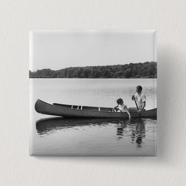 Couple in a Canoe 2 Inch Square Button (Front)