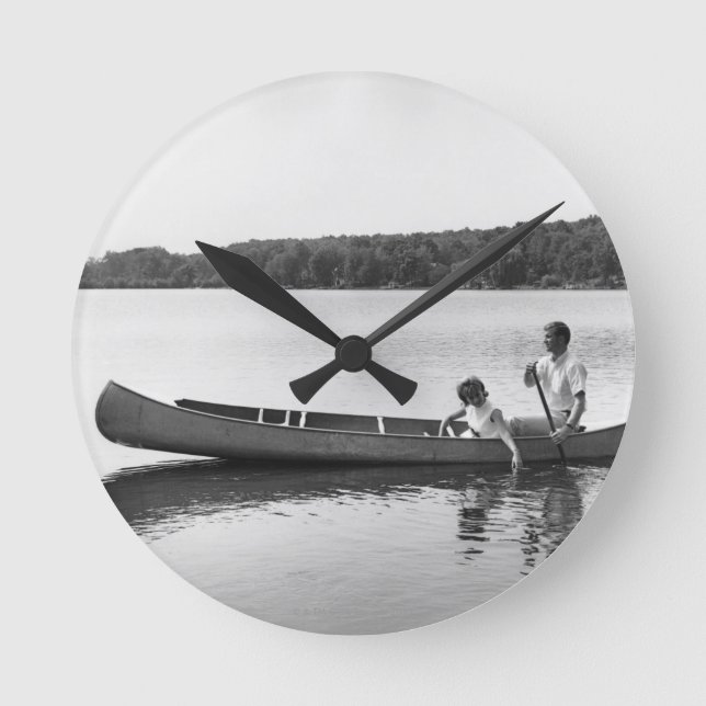 Couple in a Canoe Round Clock (Front)