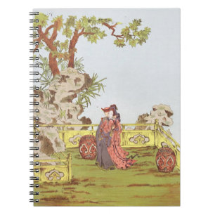 Couple in a Chinese garden, from 'Ornaments of Chi Notebook