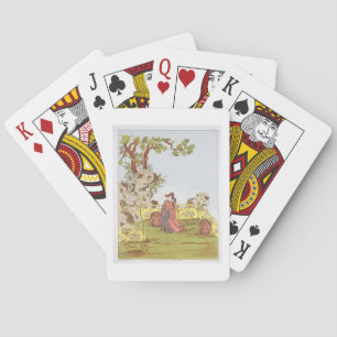 Couple in a Chinese garden, from 'Ornaments of Chi Playing Cards