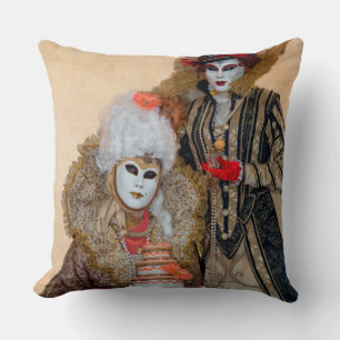 Couple in Carnival Costume, Venice Throw Pillow