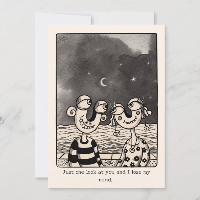 Couple In love hand drawn Valentine's Card (Front)