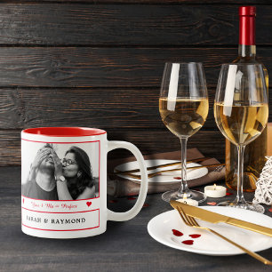 Couple in Love I Personalized 2 Photos I Red I Two-Tone Coffee Mug