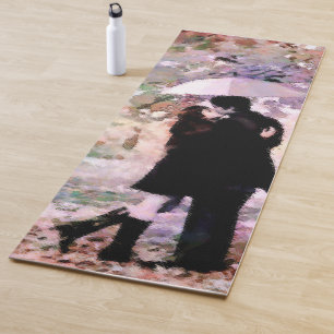 Couple in Love Kissing In The Rain Abstract Art Yoga Mat