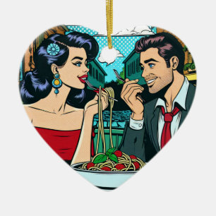 Couple in Love   Pop Art Ceramic Ornament