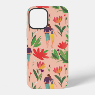 couple in love walks among flowers iPhone 12 case