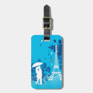Couple in Paris with Eiffle Tower Luggage Tag