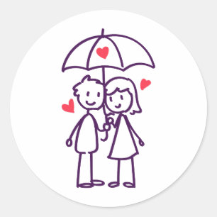 Couple in rain sticker