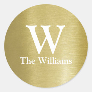 couple initial & name classic round sticker