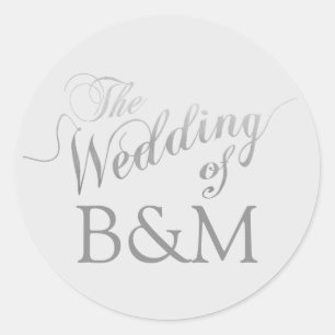 couple initials wedding classic round sticker