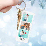 Couple Keepsake Custom Photo Booth Strip Keychain<br><div class="desc">Custom keychain designed as a photo booth strip and personalized with 3 photos of the couple. A great keepsake for an anniversary or Valentine's day. To change the background colour or the text,  please click on the button to edit it further.</div>