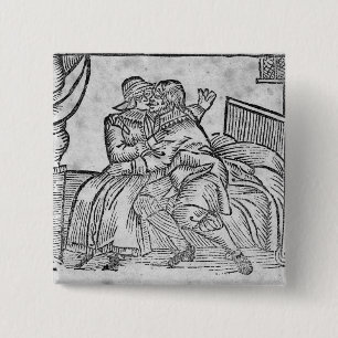 Couple Kissing, illustration 'Roxburghe Ballads' 2 Inch Square Button