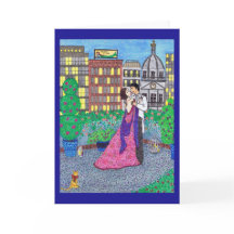 Couple Kissing, New York, Cat Greeting Card