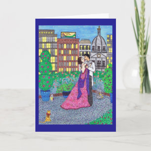 Couple Kissing, New York, Cat Greeting Card