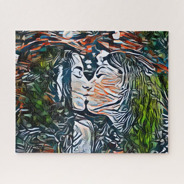 Couple Kissing | Puzzle Abstrait coloré (Horizontal)