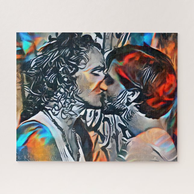 Couple Kissing | Puzzle Abstrait coloré (Horizontal)