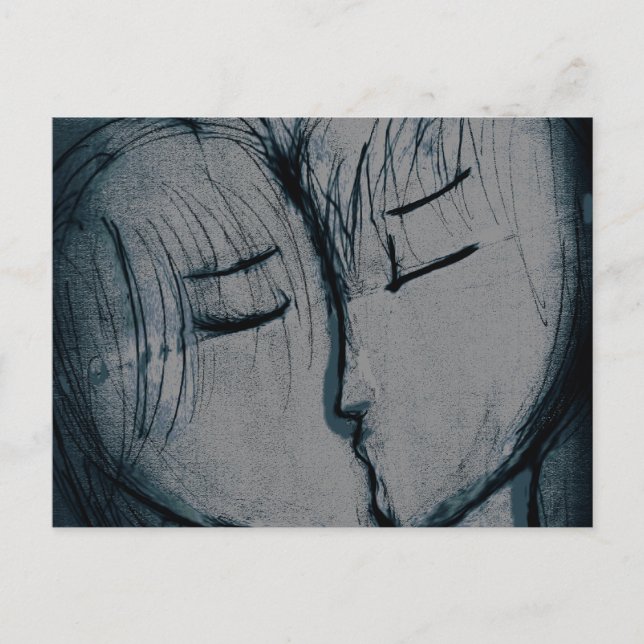couple kissing, romantic postcard (Front)