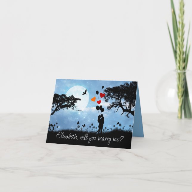 Couple Kissing Romantic Will you Marry me Greeting Card (Front)