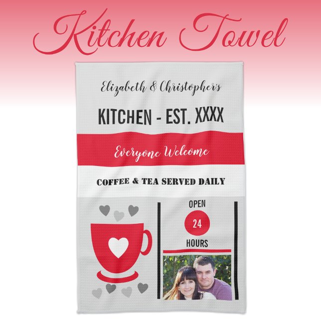 Couple kitchen est date coffee photo red towel (Creator Uploaded)
