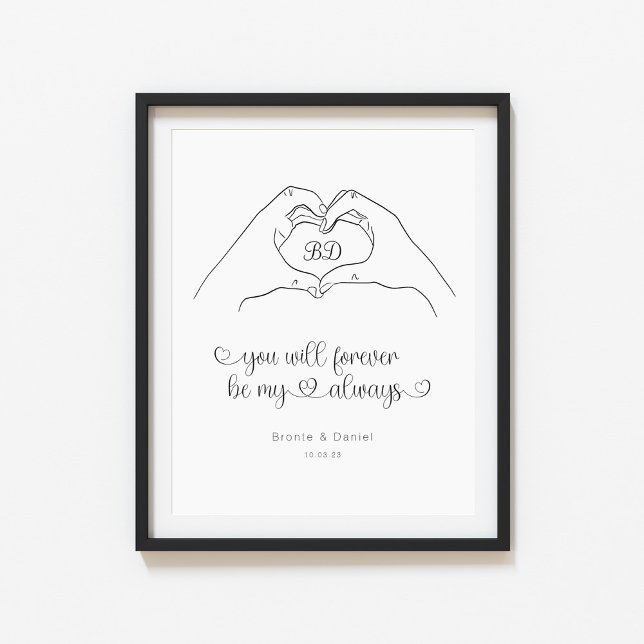 Couple Line Art Heart Shape Hands Poster (Creator Uploaded)
