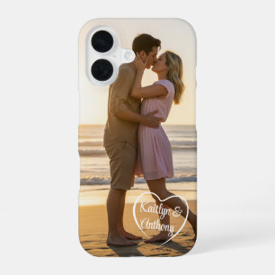 Couple Love Heart Photo Names iPhone 16 Case