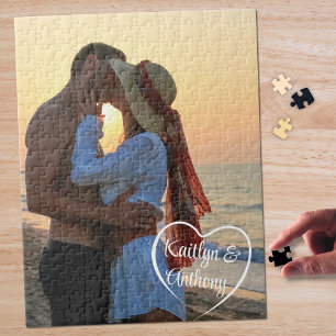 Couple Love Heart Photo Personalized Jigsaw Puzzle