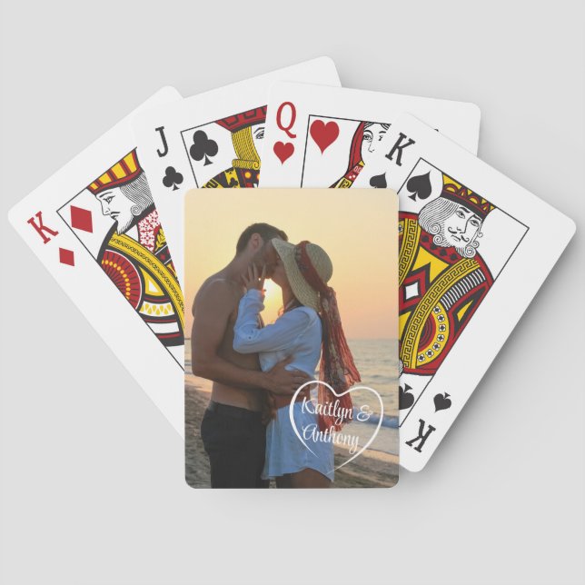 Couple Love Heart Photo Personalized Playing Cards (Back)