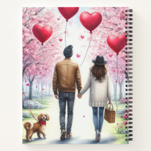 couple love hearts notebook