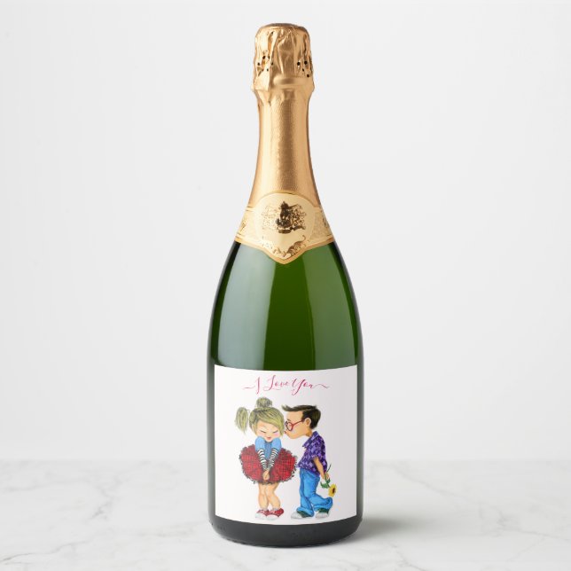 Couple Love Sparkling Wine Label - I Love You  (Front)