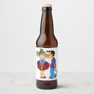 Couple Love Valentine's Day Beer Bottle Label