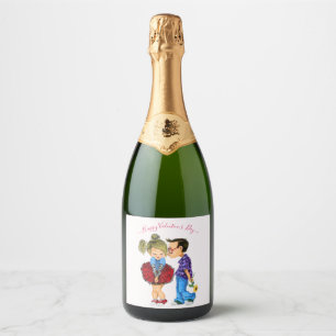 Couple Love Valentine's Day Sparkling Wine Label