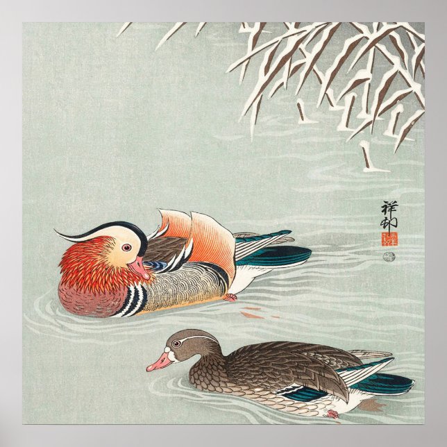 Couple Mandarin Duck Design | Birthday Gift Poster (Front)