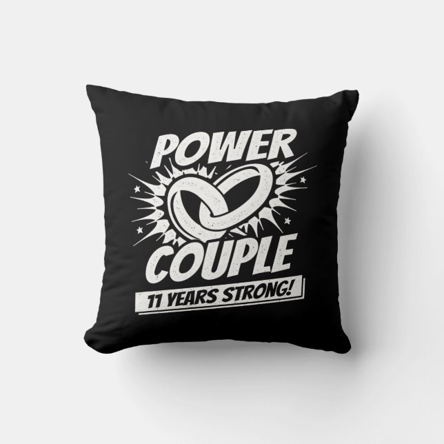 Couple Married 11 Years - 11th Wedding Anniversary Throw Pillow (Front)