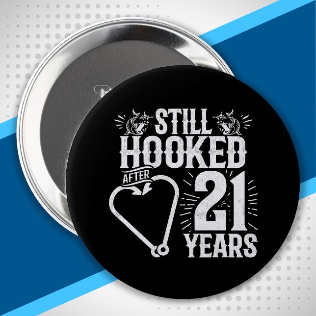 Couple Married 21 Years - 21st Wedding Anniversary 4 Inch Round Button (Creator Uploaded)