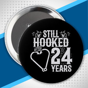 Couple Married 24 Years - 24th Wedding Anniversary 4 Inch Round Button
