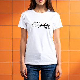 Couple Matching Co-Pilot & Airplane Simple Custom T-Shirt