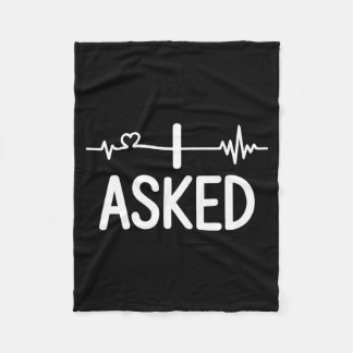 Couple matching engagement party i asked premium  fleece blanket