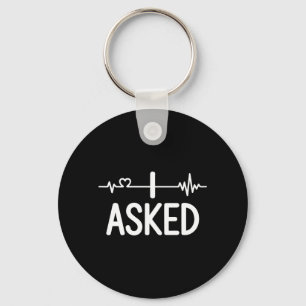 Couple Matching Engagement Party I Asked Premium Keychain