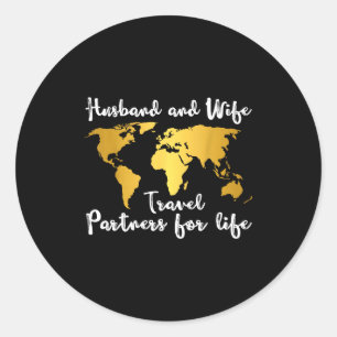 Couple Matching Husband And Wife Travel Partners F Classic Round Sticker