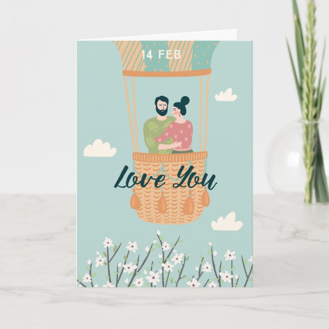 Couple mignon sur une carte de Saint Valentin en m (Devant)