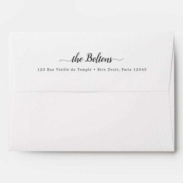 Couple Modern Calligraphy Family Simple Stationery Envelope (Back (Top Flap))