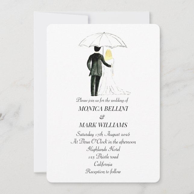 Couple Modern Watercolor Minimalist Wedding Invitation (Front)