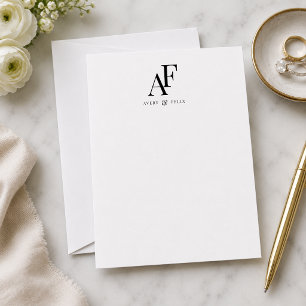 Couple Monogram Black and White Elegant Simple Card