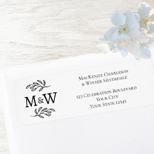 Couple Monogram Elegant Wedding Return Address