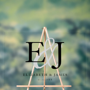 Couple Monogram Initials Elegant Wedding Sign
