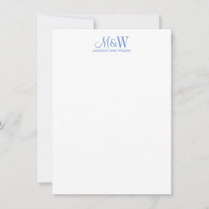 Couple Monogram Minimalist Blue White Card