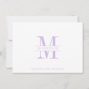 Couple Monogram Minimalist Lavender Note Card